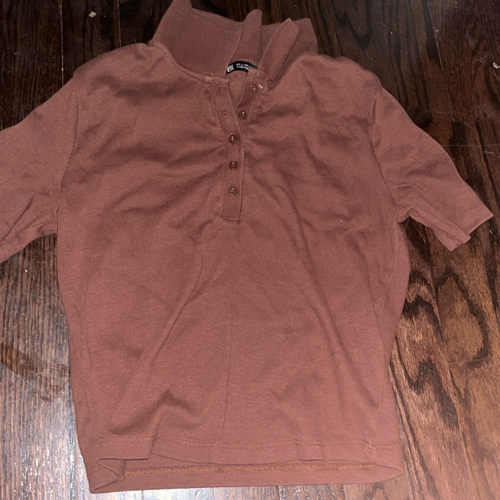 Brown Zara CollaredTee🟫🟫